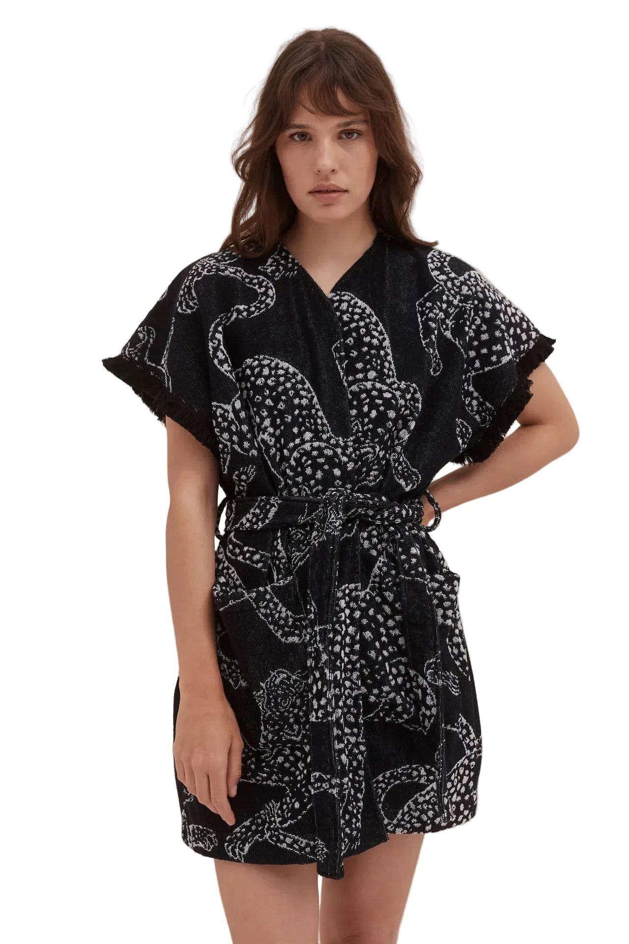 SHORT TOWEL ROBE -jag black