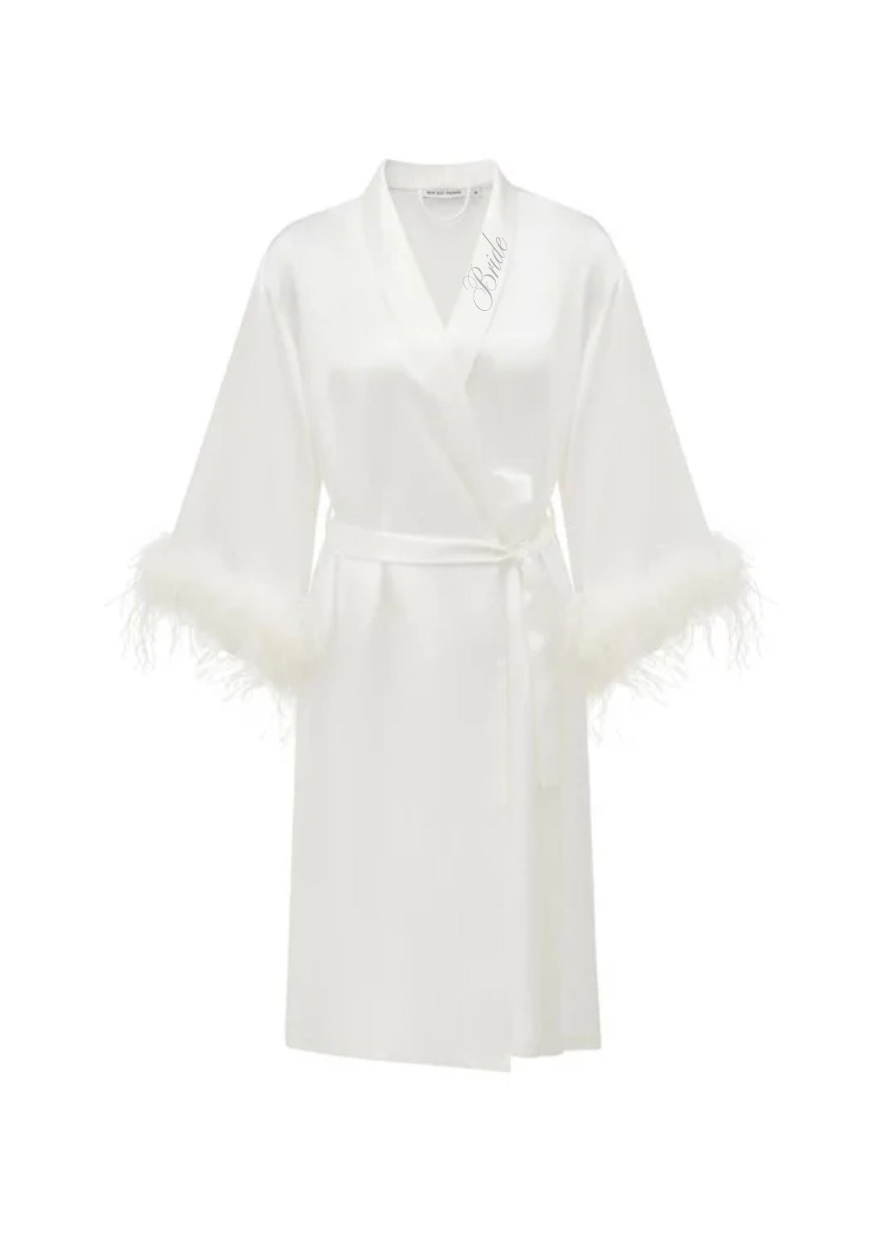 Exclusive: Bride-To-Be Edition Silk Robe with Feathers