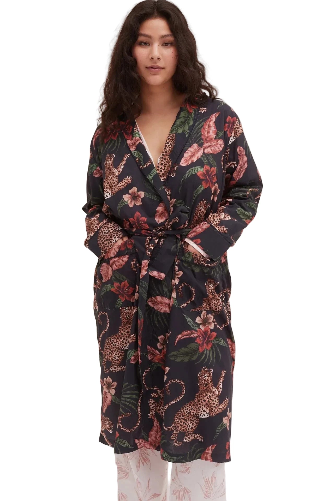 cotton robe -navy