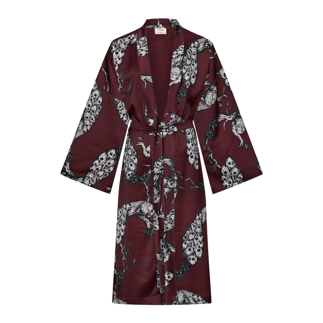 burgundy print robe