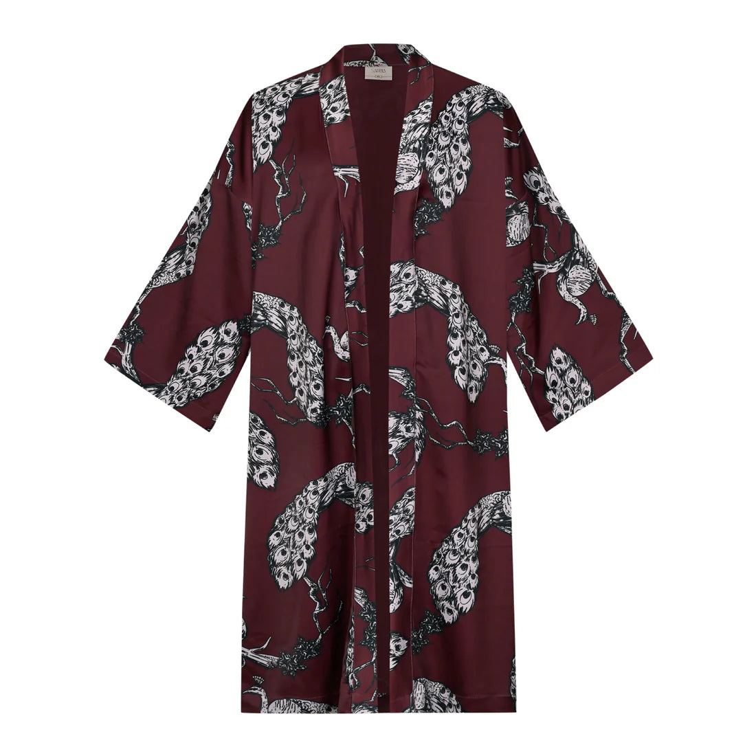 burgundy print robe