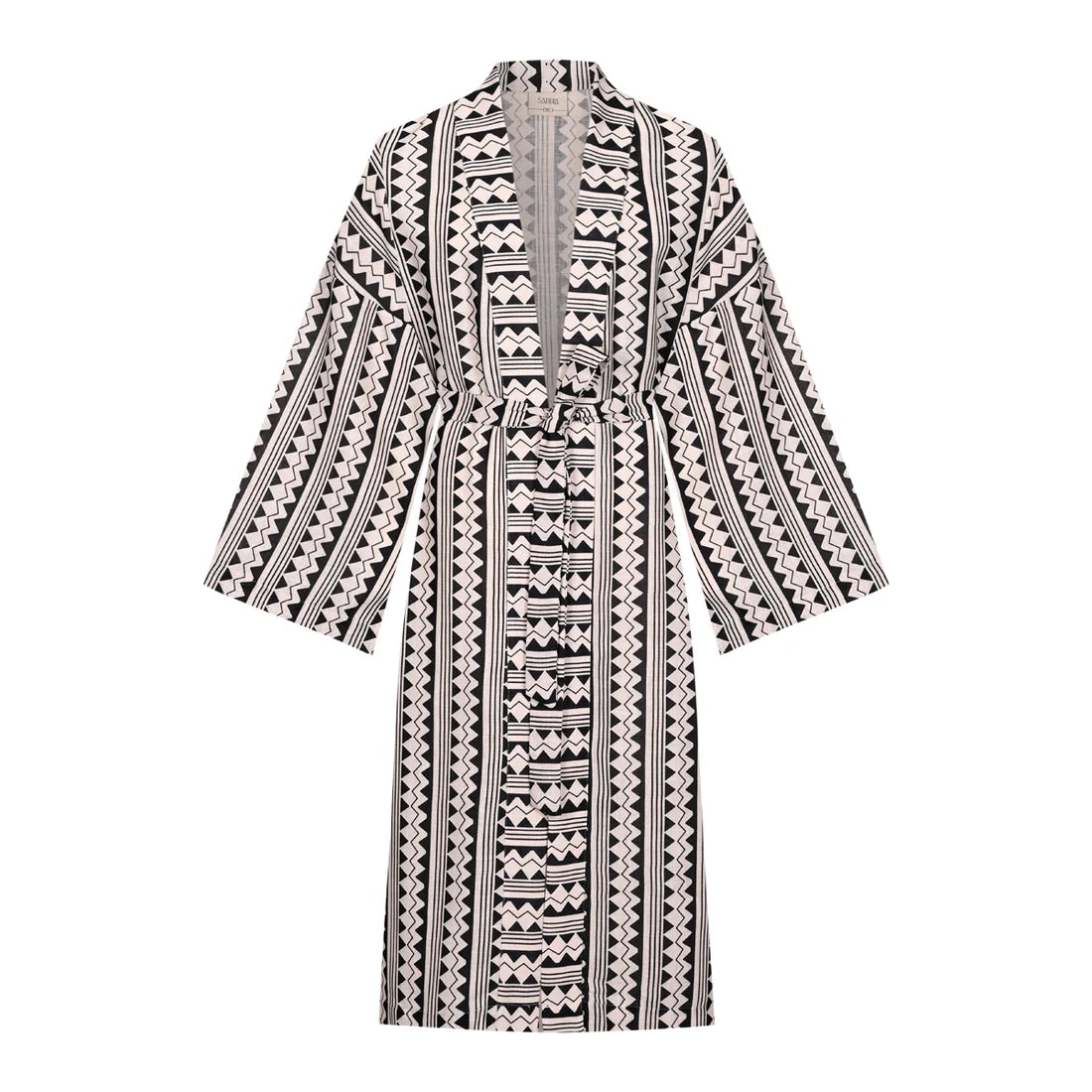 Gridia -black-nude printed robe