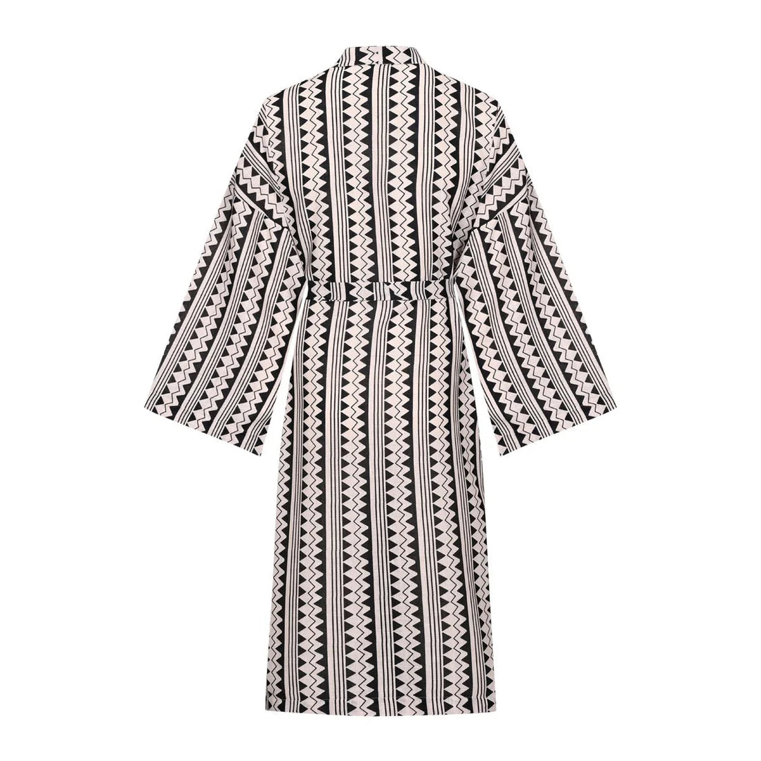 Gridia -black-nude printed robe