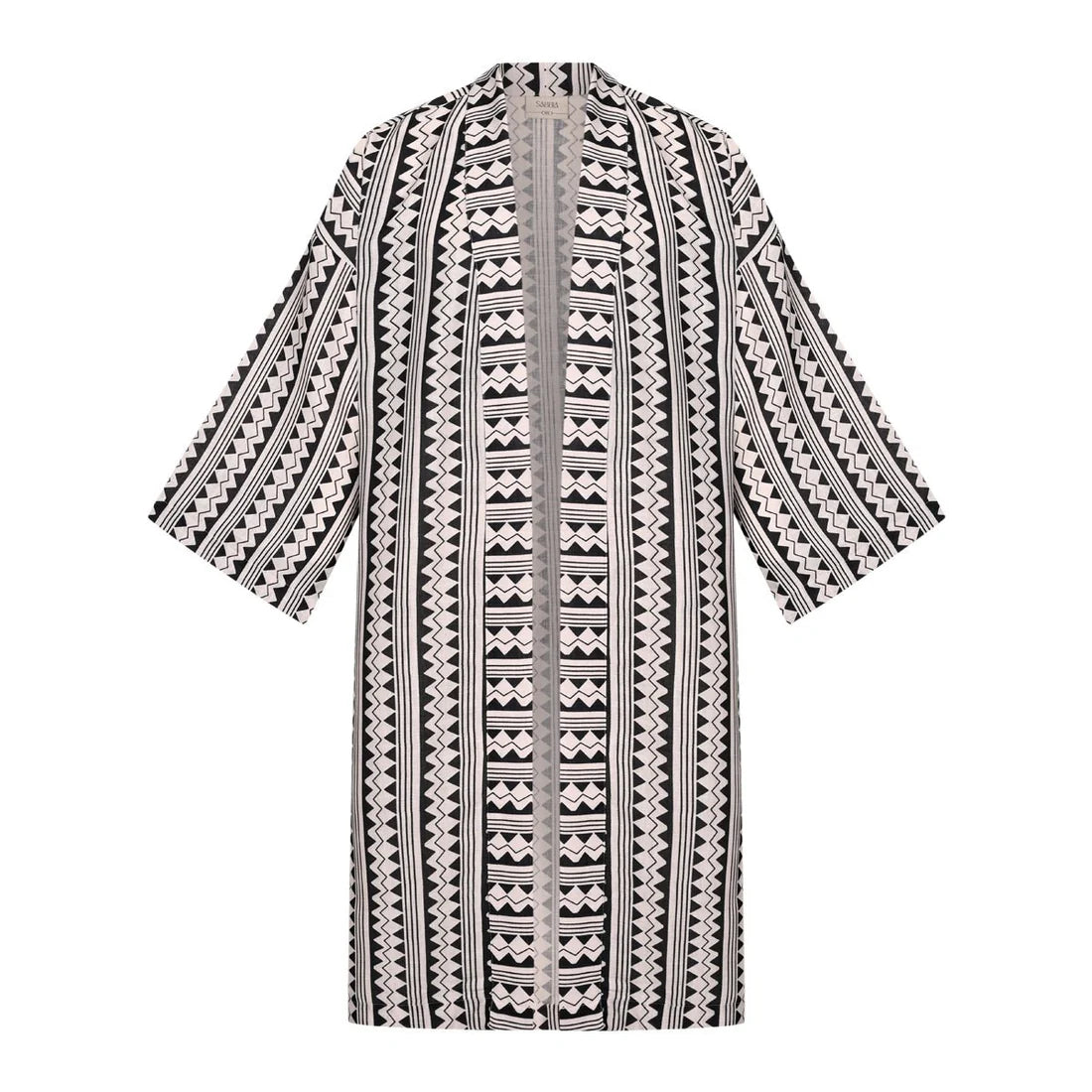 Gridia -black-nude printed robe