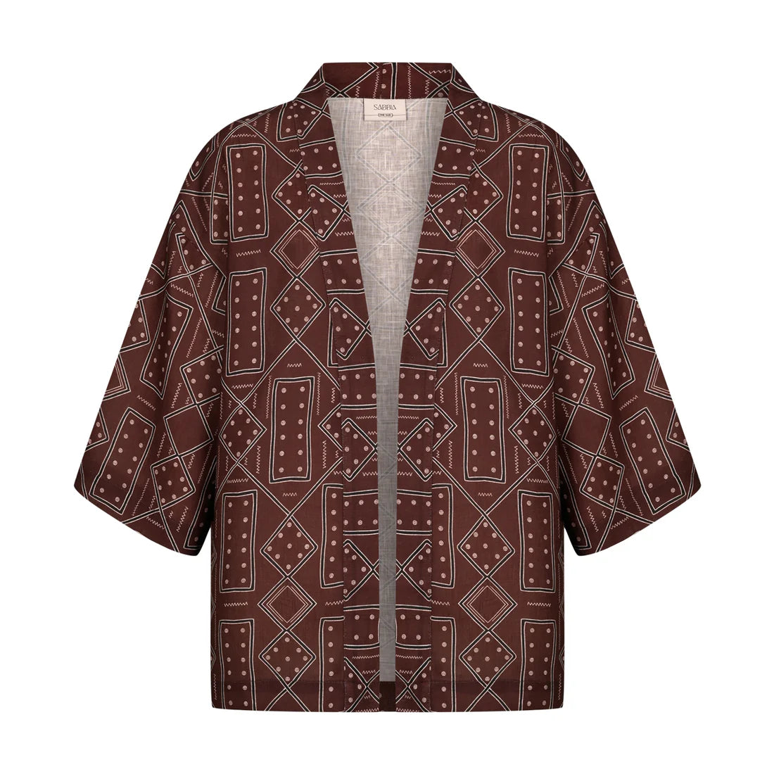 Sienna -brown printed kimono