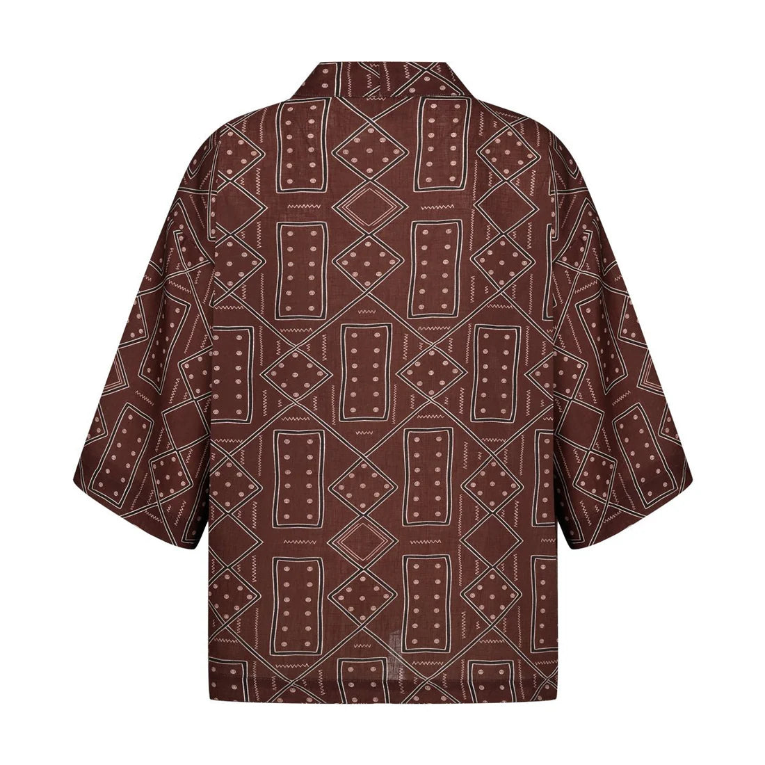 Sienna -brown printed kimono