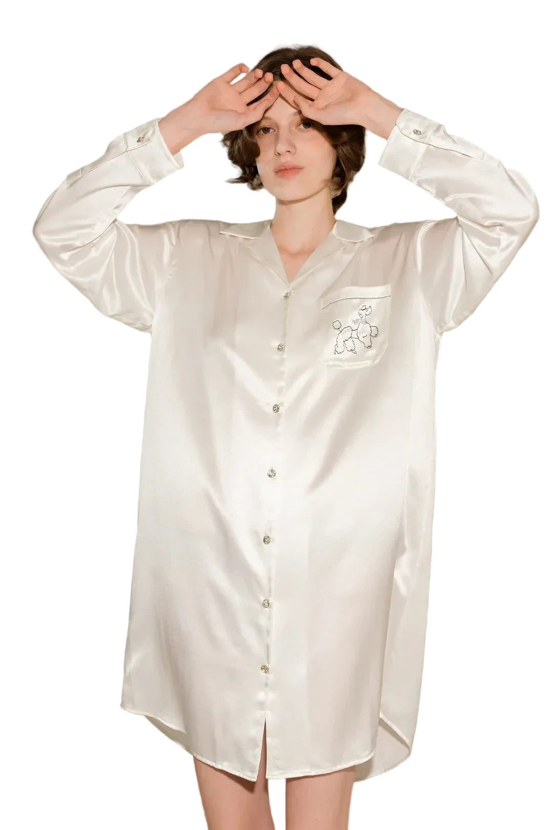 Diamond Poodle Silk Shirt Dress