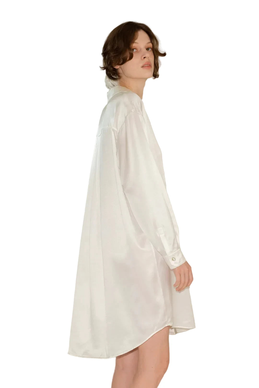 Diamond Poodle Silk Shirt Dress