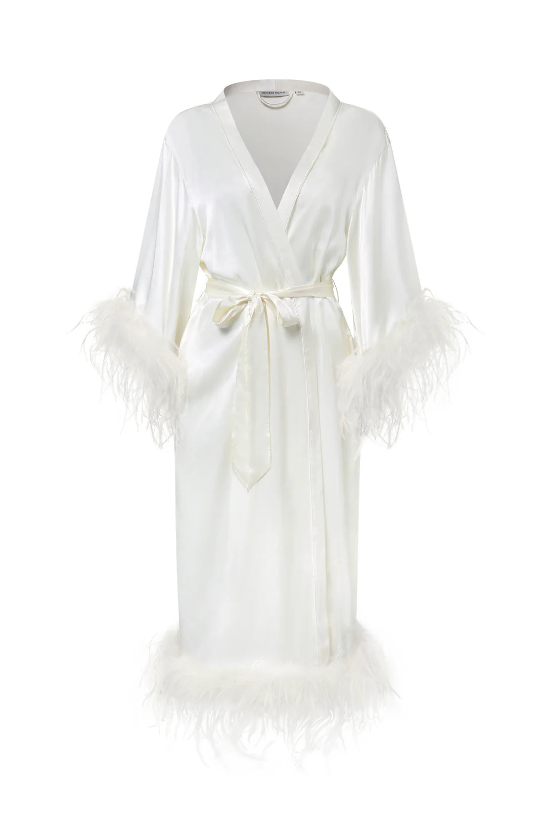 Bride-To-Be Edition Silk Robe with Feathers -Ivory