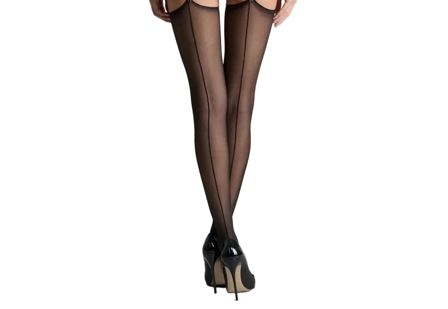 CUT AND CURLED DOUBLE SEAMED STOCKINGS 20D -Les Coquetteries 560967