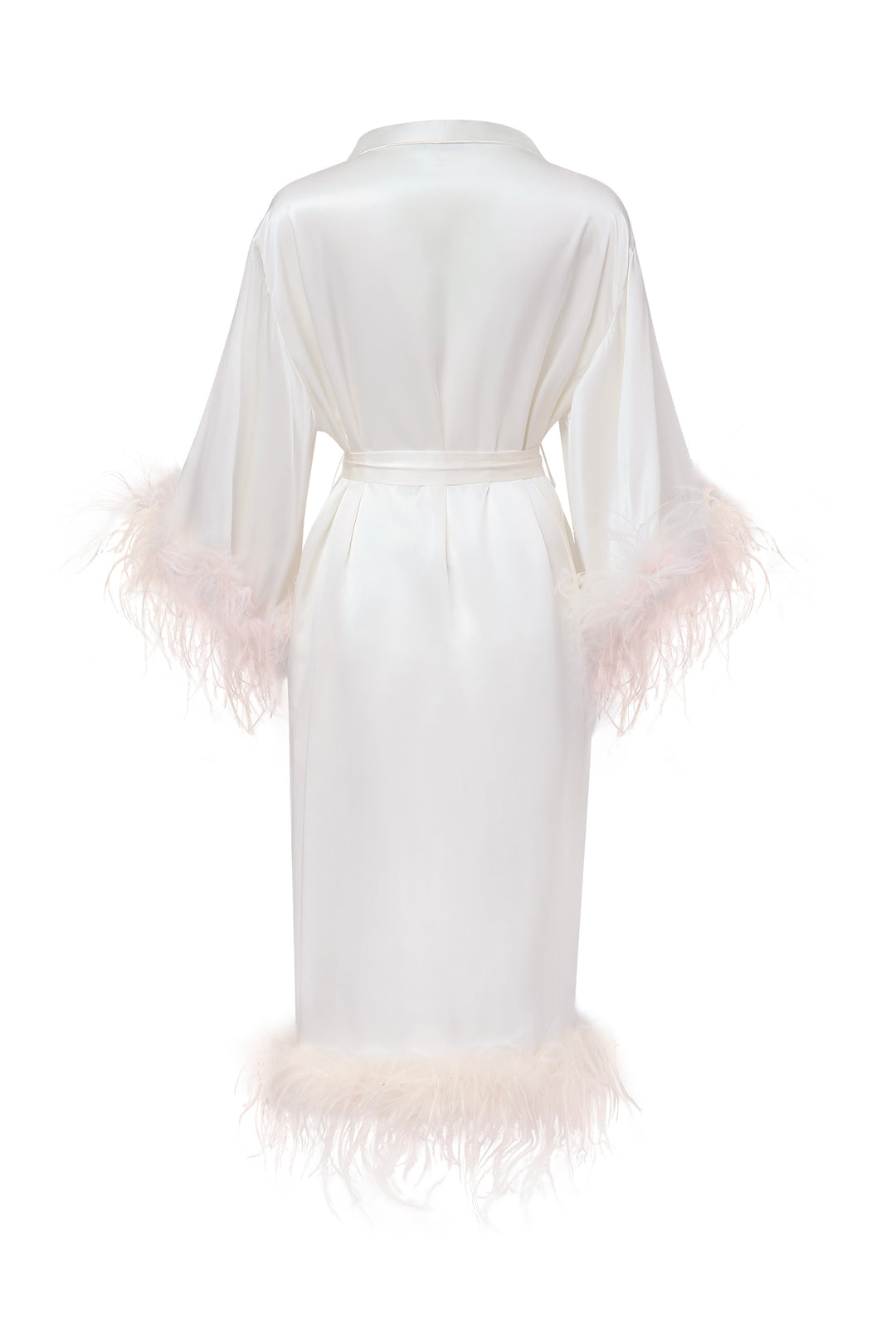 Bride-To-Be Edition Silk Robe with Feathers -Ivory
