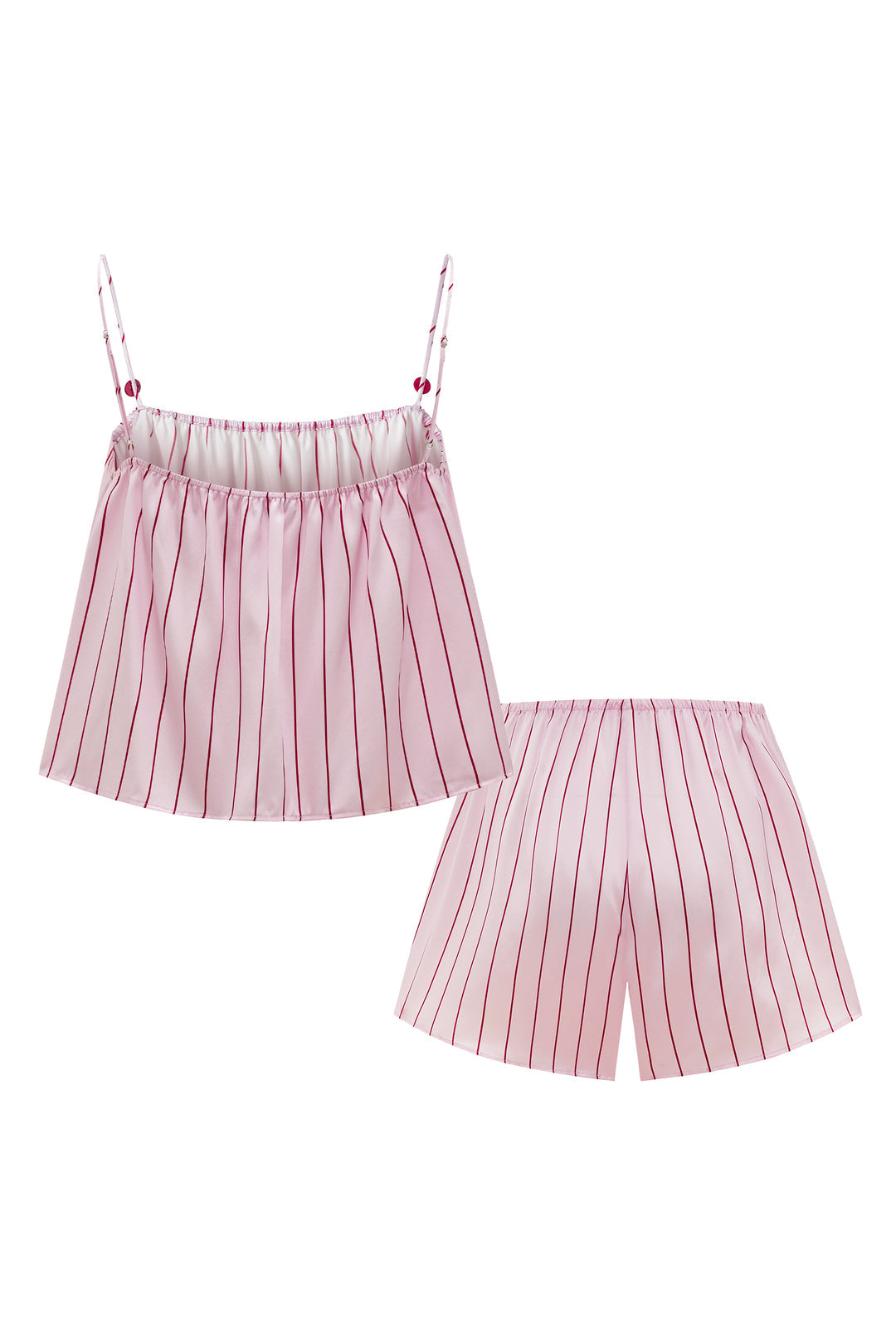 Pink Striped Women's Strap Top & Shorts Pajama Set