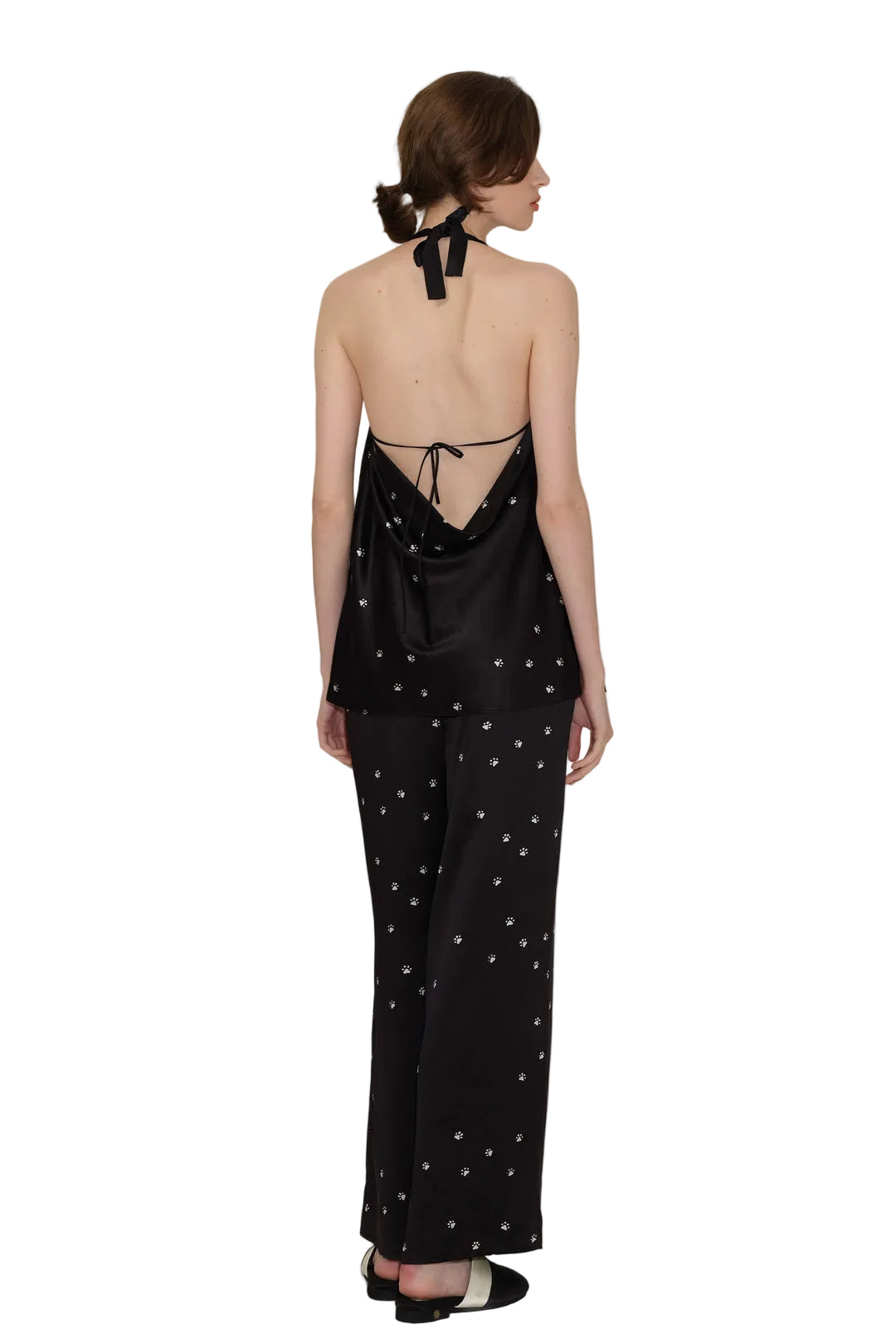 Puppy Paw Print Silk Halter Set